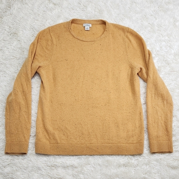 L.L. Bean Womens 100% Cashmere Long Sleeve Sweater Toffee Sz Medium Petite - Picture 3 of 9